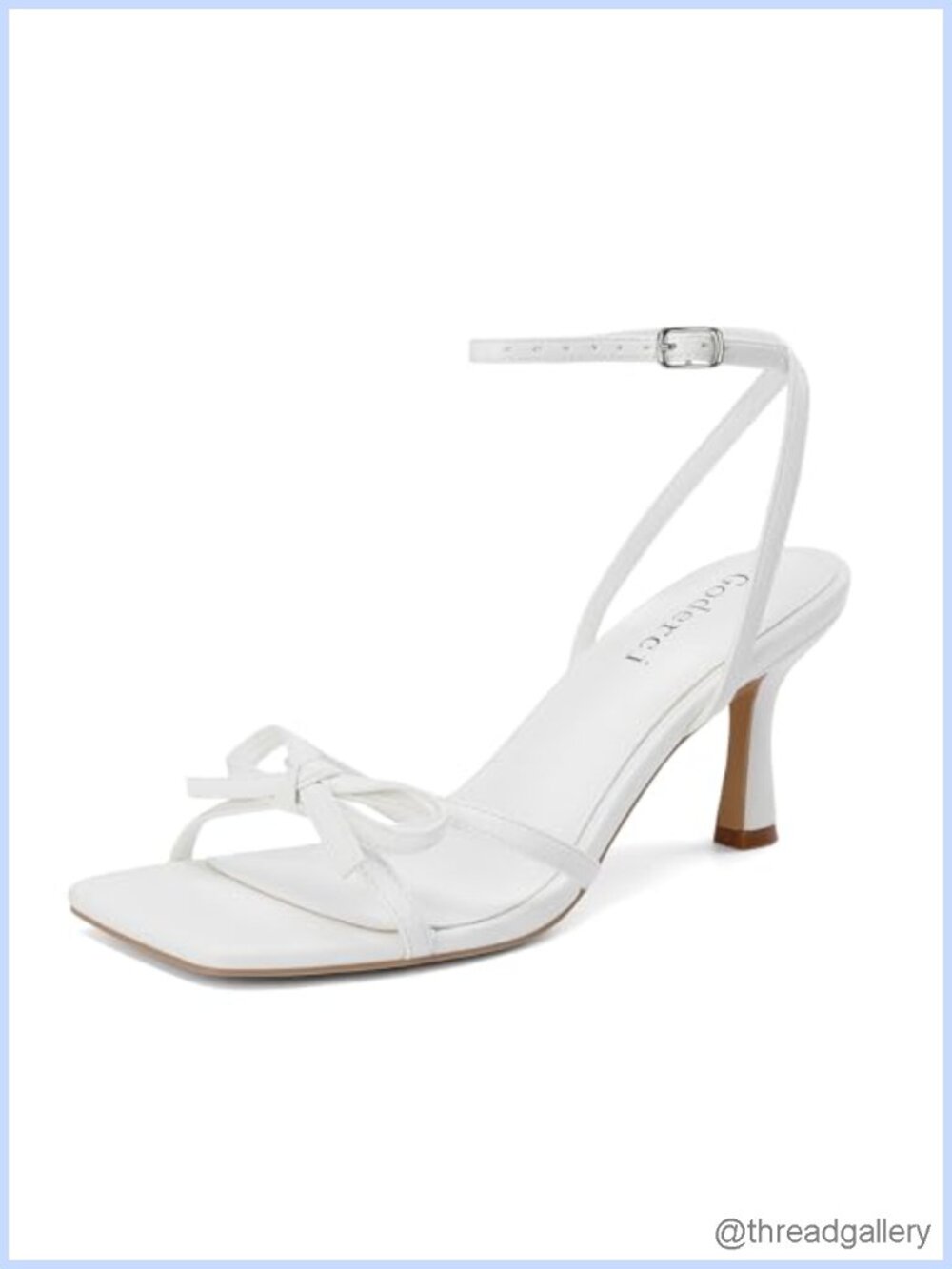 Women's Kitten Heels Bow Strappy Square Toe Dressy Sandals